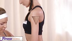 FitnessRooms Two Lesbian Gym partners workout and fuck
