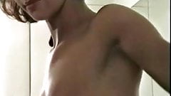 Hot brunette workout naked in the gym while showing her tight pussy and ass