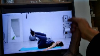 Masturbating a Good Cock Watching a Virtual Gym Class from a Mature Brunette with Fit Body