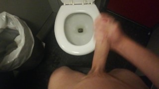 Making a mess on the train toilet. Huge cumshot and pissing…